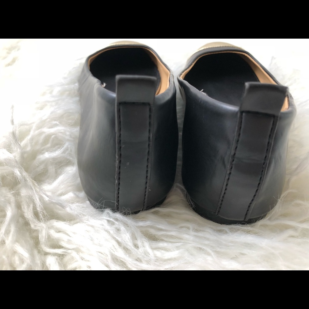 J Crew Black With Gold Toe Ballet Flats Size 7.5 - Picture 6 of 6